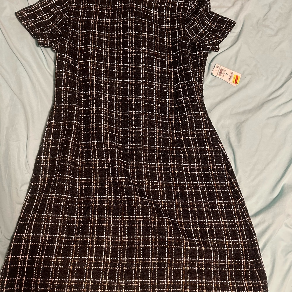 Brown Midi Dress with Flutter Sleeves and Off the Shoulder Neckline